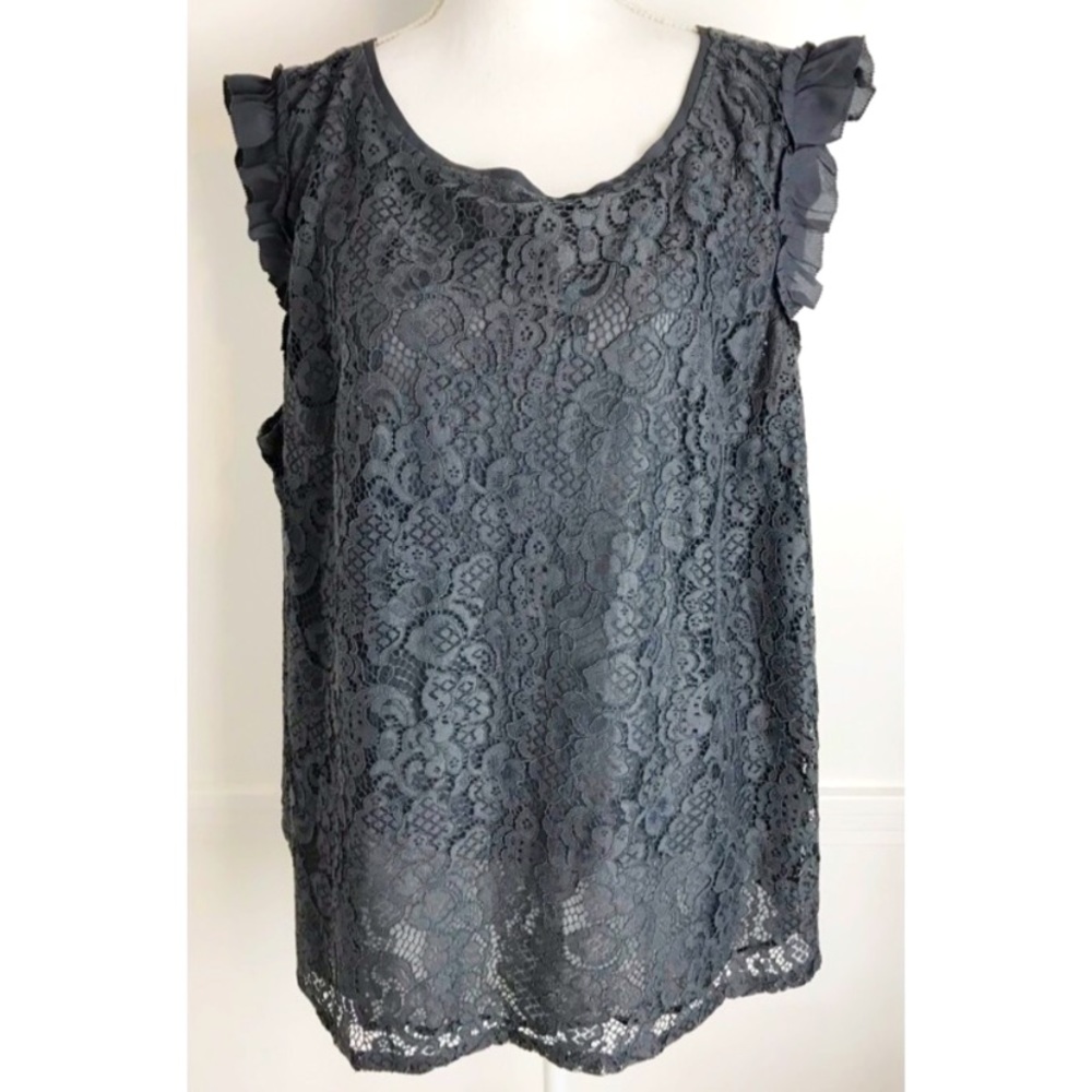 Loft • Plus Size Grey Lace Blouse